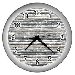 Striped Grunge Print Design Wall Clock (silver) by dflcprintsclothing