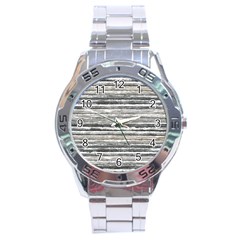 Striped Grunge Print Design Stainless Steel Analogue Watch by dflcprintsclothing