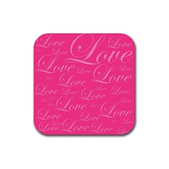 Pinklove Rubber Coaster (square)  by designsbyamerianna