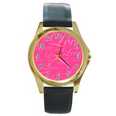 Pinklove Round Gold Metal Watch by designsbyamerianna