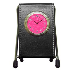 Pinklove Pen Holder Desk Clock by designsbyamerianna