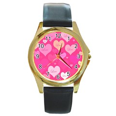 Heartsoflove Round Gold Metal Watch by designsbyamerianna