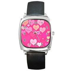 Heartsoflove Square Metal Watch by designsbyamerianna