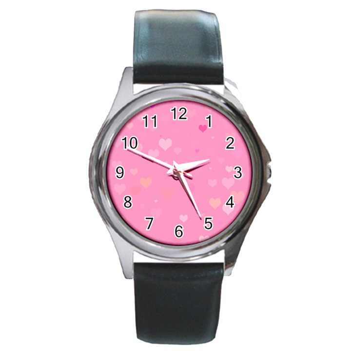 Pinkhearts Round Metal Watch