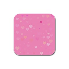 Pinkhearts Rubber Square Coaster (4 Pack)  by designsbyamerianna