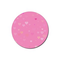 Pinkhearts Rubber Coaster (round)  by designsbyamerianna