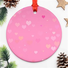 Pinkhearts Round Ornament (two Sides) by designsbyamerianna