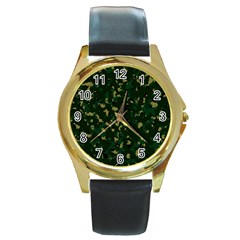 Greencamo Round Gold Metal Watch by designsbyamerianna