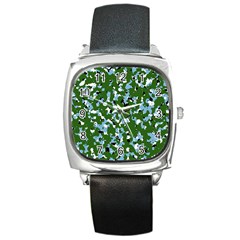 Greencamo1 Square Metal Watch by designsbyamerianna