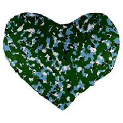 Greencamo1 Large 19  Premium Heart Shape Cushions by designsbyamerianna