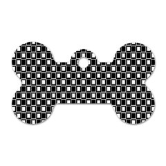 Black And White Boxes Dog Tag Bone (two Sides) by designsbyamerianna