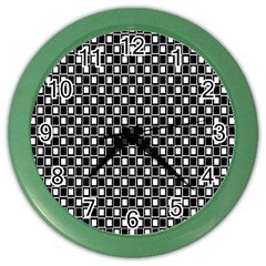 Black And White Boxes Color Wall Clock by designsbyamerianna