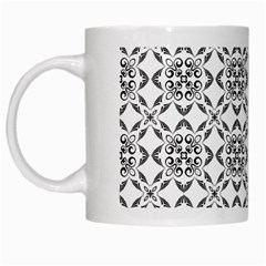 Black And White Patterned Backgroun White Mugs by designsbyamerianna