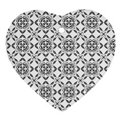 Black And White Patterned Backgroun Heart Ornament (two Sides) by designsbyamerianna