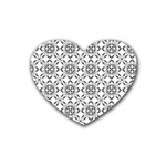 Black And White Patterned Backgroun Heart Coaster (4 pack)  Front