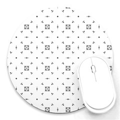 Bw Pattern Iii Round Mousepads by designsbyamerianna