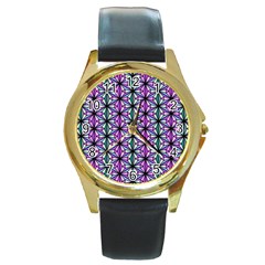 Triangle Seamless Round Gold Metal Watch by Mariart