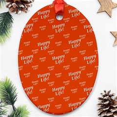 Motivational Happy Life Words Pattern Oval Ornament (two Sides) by dflcprintsclothing