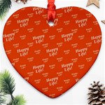 Motivational Happy Life Words Pattern Heart Ornament (Two Sides) Front