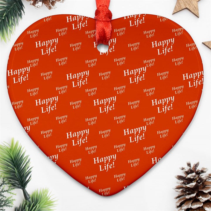 Motivational Happy Life Words Pattern Heart Ornament (Two Sides)