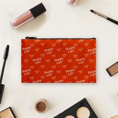 Motivational Happy Life Words Pattern Cosmetic Bag (small)