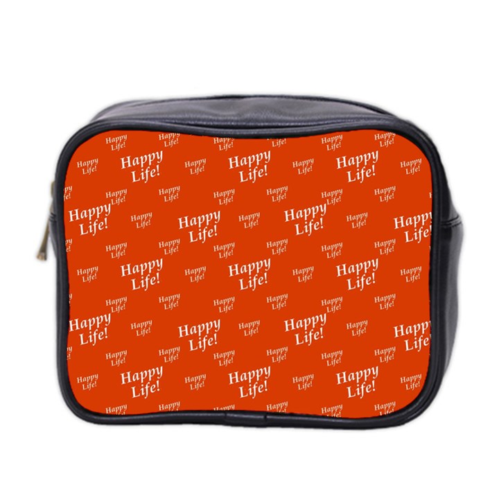 Motivational Happy Life Words Pattern Mini Toiletries Bag (Two Sides)