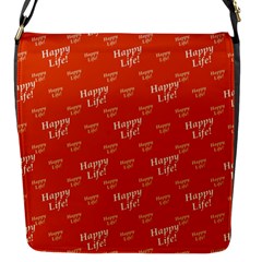 Motivational Happy Life Words Pattern Flap Closure Messenger Bag (s) by dflcprintsclothing