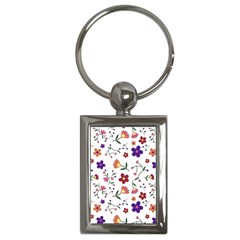 Flowers On A White Background              Key Chain (rectangle) by LalyLauraFLM