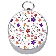 Flowers On A White Background              Silver Compass by LalyLauraFLM