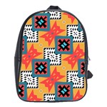 Shapes on a brown background pattern               School Bag (Large) Front