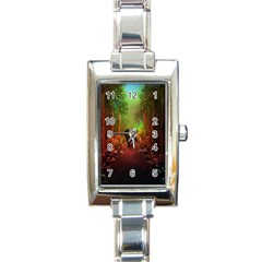 The Lonely Wolf In The Night Rectangle Italian Charm Watch by FantasyWorld7