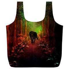 The Lonely Wolf In The Night Full Print Recycle Bag (xl) by FantasyWorld7