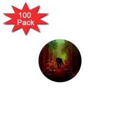 The Lonely Wolf In The Night 1  Mini Magnets (100 Pack)  by FantasyWorld7