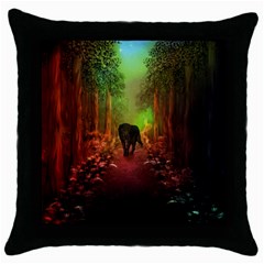 The Lonely Wolf In The Night Throw Pillow Case (black) by FantasyWorld7