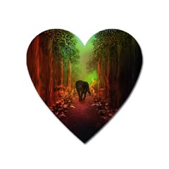 The Lonely Wolf In The Night Heart Magnet by FantasyWorld7