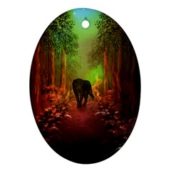 The Lonely Wolf In The Night Oval Ornament (two Sides) by FantasyWorld7