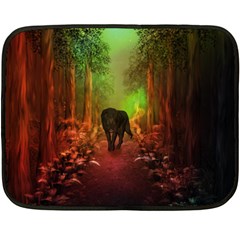 The Lonely Wolf In The Night Fleece Blanket (mini) by FantasyWorld7