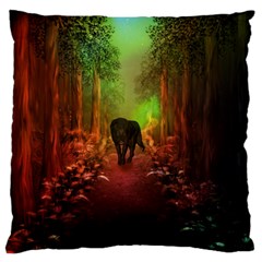 The Lonely Wolf In The Night Large Cushion Case (one Side) by FantasyWorld7