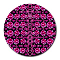 Floral To Be Happy Of In Soul And Mind Decorative Round Mousepads by pepitasart