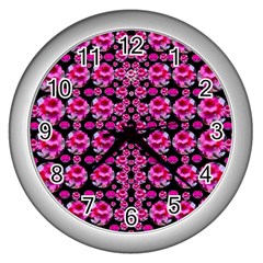 Floral To Be Happy Of In Soul And Mind Decorative Wall Clock (silver) by pepitasart