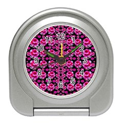 Floral To Be Happy Of In Soul And Mind Decorative Travel Alarm Clock by pepitasart