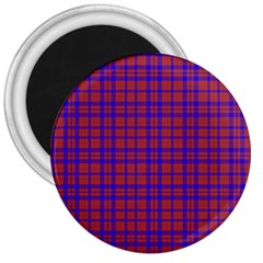 Pattern Plaid Geometric Red Blue 3  Magnets by Simbadda