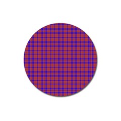 Pattern Plaid Geometric Red Blue Magnet 3  (round) by Simbadda