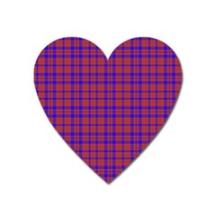 Pattern Plaid Geometric Red Blue Heart Magnet by Simbadda