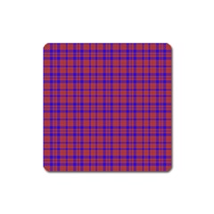 Pattern Plaid Geometric Red Blue Square Magnet by Simbadda