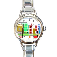 Business Finance Statistics Graphic Round Italian Charm Watch by Simbadda