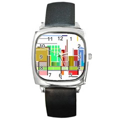 Business Finance Statistics Graphic Square Metal Watch by Simbadda