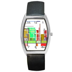 Business Finance Statistics Graphic Barrel Style Metal Watch by Simbadda