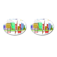 Business Finance Statistics Graphic Cufflinks (oval) by Simbadda