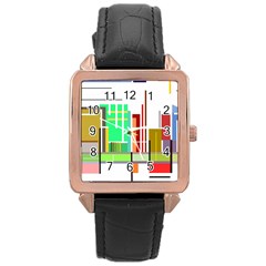 Business Finance Statistics Graphic Rose Gold Leather Watch  by Simbadda